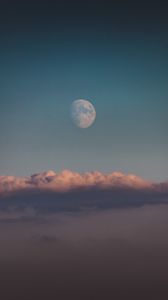 Preview wallpaper moon, clouds, sky, evening, dusk