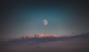Preview wallpaper moon, clouds, sky, evening, dusk