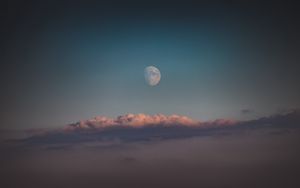 Preview wallpaper moon, clouds, sky, evening, dusk