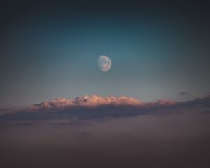 Preview wallpaper moon, clouds, sky, evening, dusk