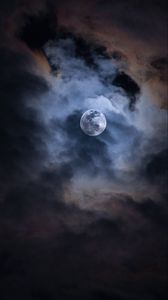 Preview wallpaper moon, clouds, sky, light, night