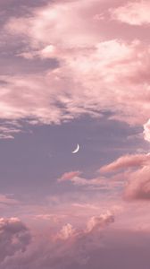 Preview wallpaper moon, clouds, sky, height