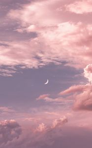 Preview wallpaper moon, clouds, sky, height