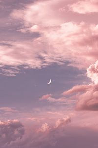 Preview wallpaper moon, clouds, sky, height