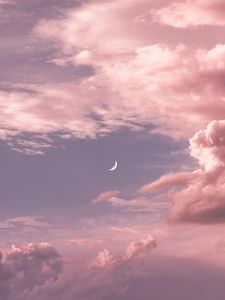 Preview wallpaper moon, clouds, sky, height