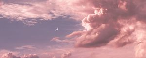 Preview wallpaper moon, clouds, sky, height