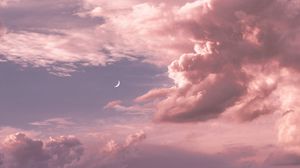 Preview wallpaper moon, clouds, sky, height