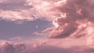 Preview wallpaper moon, clouds, sky, height