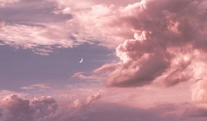 Preview wallpaper moon, clouds, sky, height