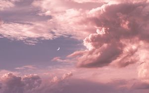 Preview wallpaper moon, clouds, sky, height