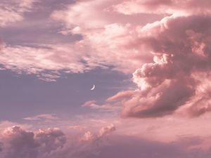 Preview wallpaper moon, clouds, sky, height