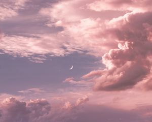 Preview wallpaper moon, clouds, sky, height