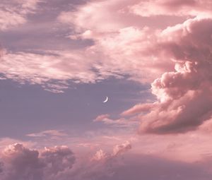 Preview wallpaper moon, clouds, sky, height