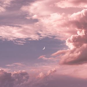 Preview wallpaper moon, clouds, sky, height