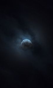 Preview wallpaper moon, clouds, sky, night, dark