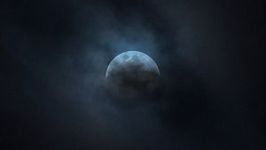 Preview wallpaper moon, clouds, sky, night, dark