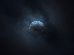 Preview wallpaper moon, clouds, sky, night, dark