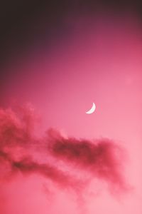 Preview wallpaper moon, clouds, sky, pink