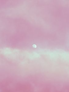 Preview wallpaper moon, clouds, sky, pink, pastel