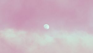 Preview wallpaper moon, clouds, sky, pink, pastel