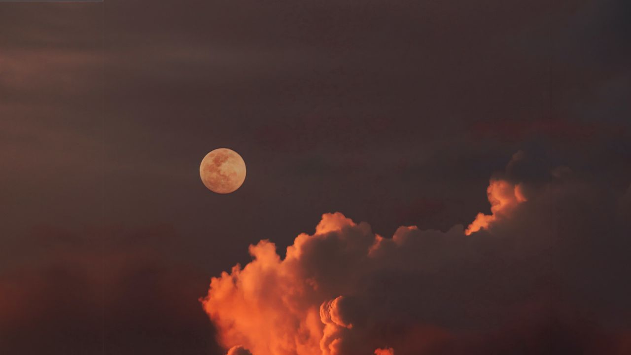 Wallpaper moon, clouds, sky, twilight, dark