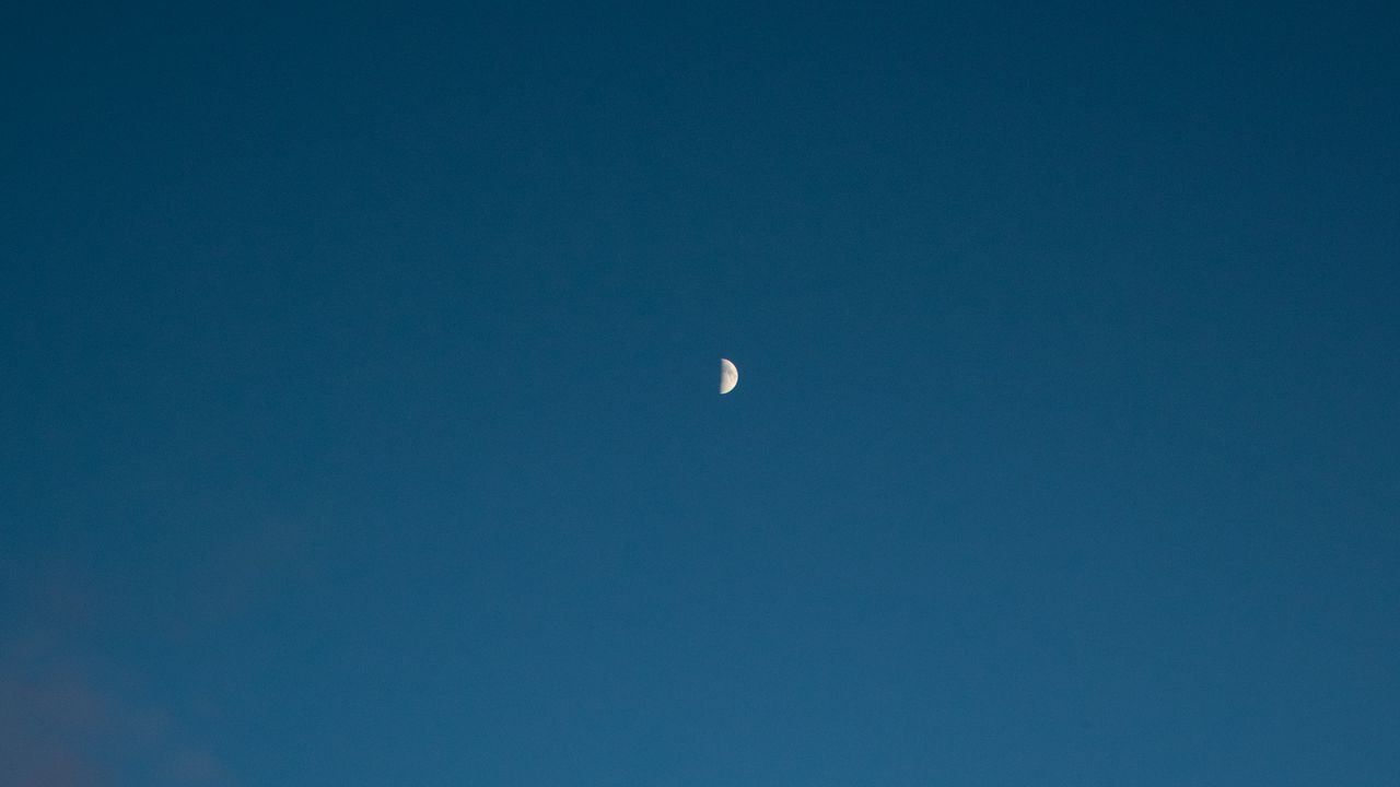 Wallpaper moon, clouds, sky, twilight, blue