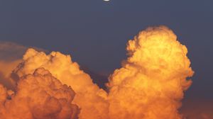 Preview wallpaper moon, clouds, sunset, sky