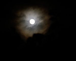 Preview wallpaper moon, cloudy, clouds, night