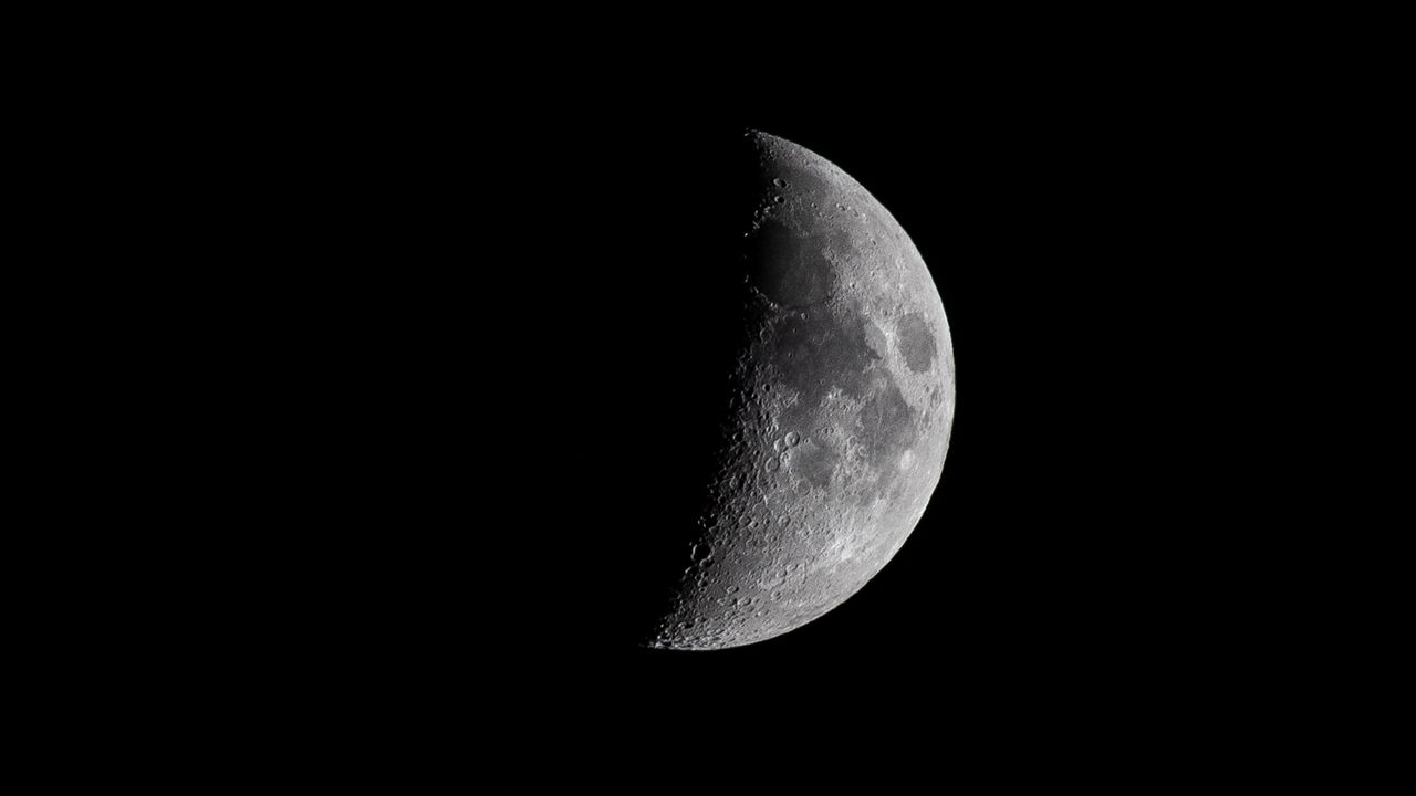 Wallpaper moon, craters, black, night, shadow