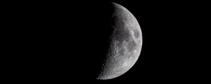 Preview wallpaper moon, craters, black, night, shadow