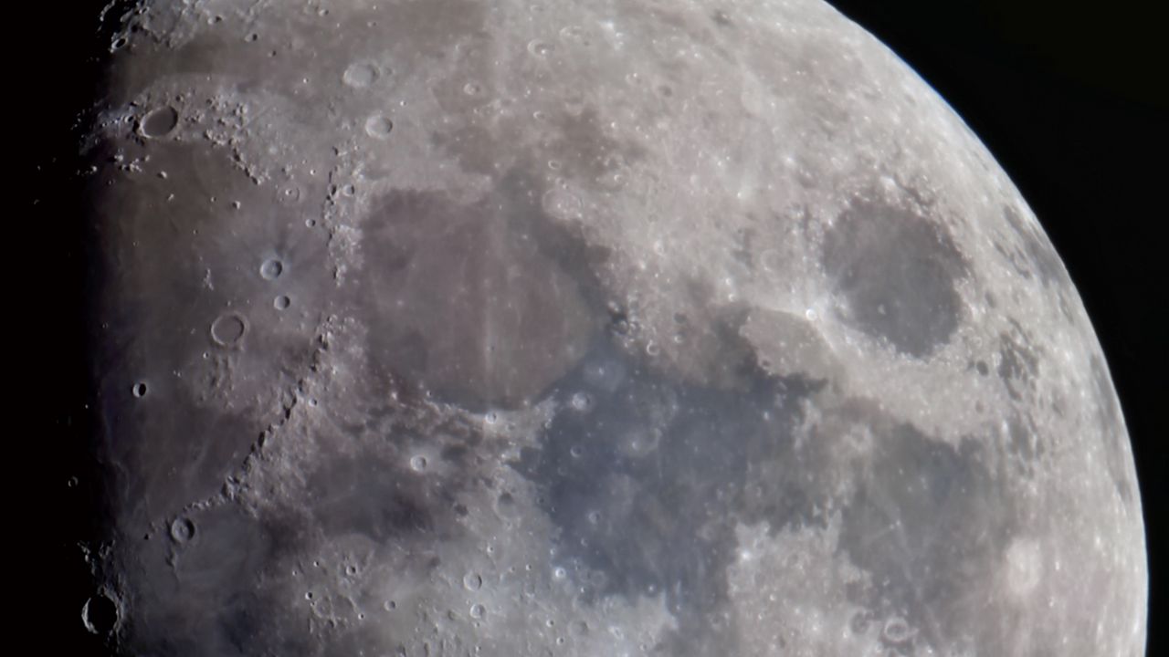 Wallpaper moon, craters, space, gray