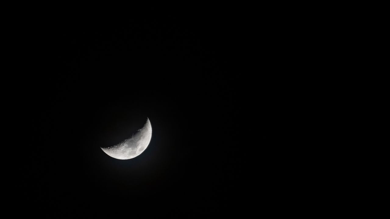 Wallpaper moon, crescent, full moon, bw, night