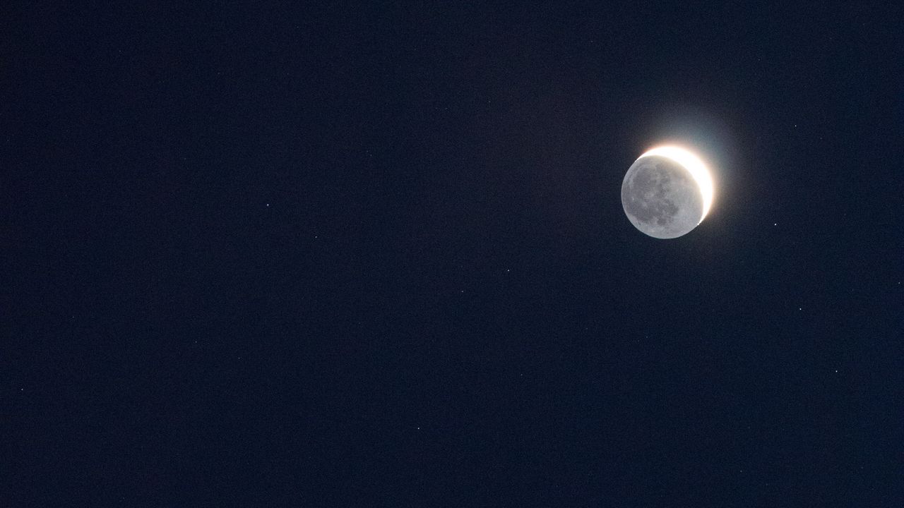 Wallpaper moon, eclipse, astronomy, shine, stars