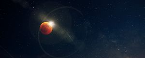 Preview wallpaper moon, eclipse, radiance, glare, starry sky, astronomy, space