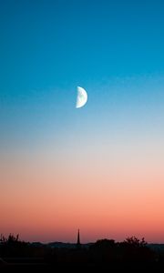 Preview wallpaper moon, evening, city, sky, horizon
