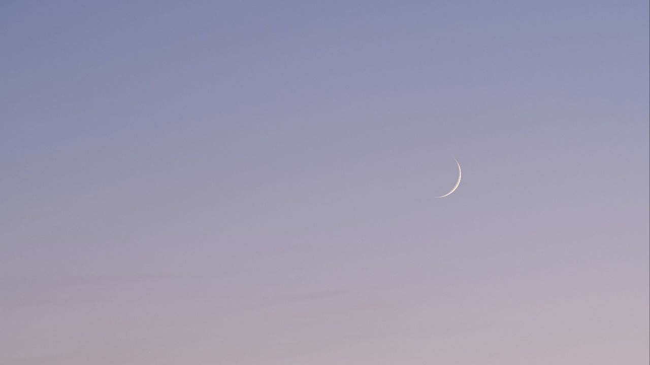 Wallpaper moon, evening, grass, clouds