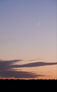 Preview wallpaper moon, evening, grass, clouds