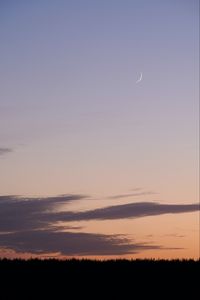Preview wallpaper moon, evening, grass, clouds
