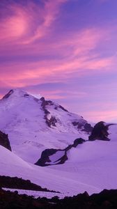 Preview wallpaper moon, evening, mountains, washington, sky, pink