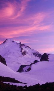 Preview wallpaper moon, evening, mountains, washington, sky, pink