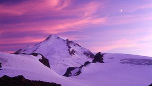 Preview wallpaper moon, evening, mountains, washington, sky, pink