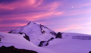 Preview wallpaper moon, evening, mountains, washington, sky, pink