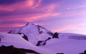 Preview wallpaper moon, evening, mountains, washington, sky, pink