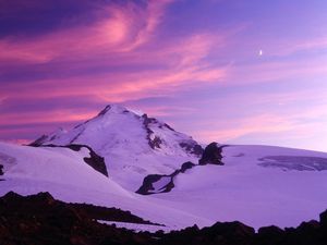 Preview wallpaper moon, evening, mountains, washington, sky, pink