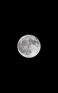 Preview wallpaper moon, full moon, bw, satellite, dark