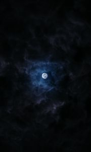 Preview wallpaper moon, full moon, clouds, night, sky, dark