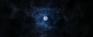 Preview wallpaper moon, full moon, clouds, night, sky, dark