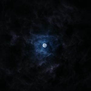 Preview wallpaper moon, full moon, clouds, night, sky, dark