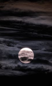 Preview wallpaper moon, full moon, clouds, night, dark
