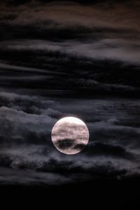 Preview wallpaper moon, full moon, clouds, night, dark